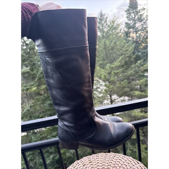 Frye Tall boots 11B Women’s Black Leather High Riding Boots 76442 Needs Resole* - Picture 1 of 16